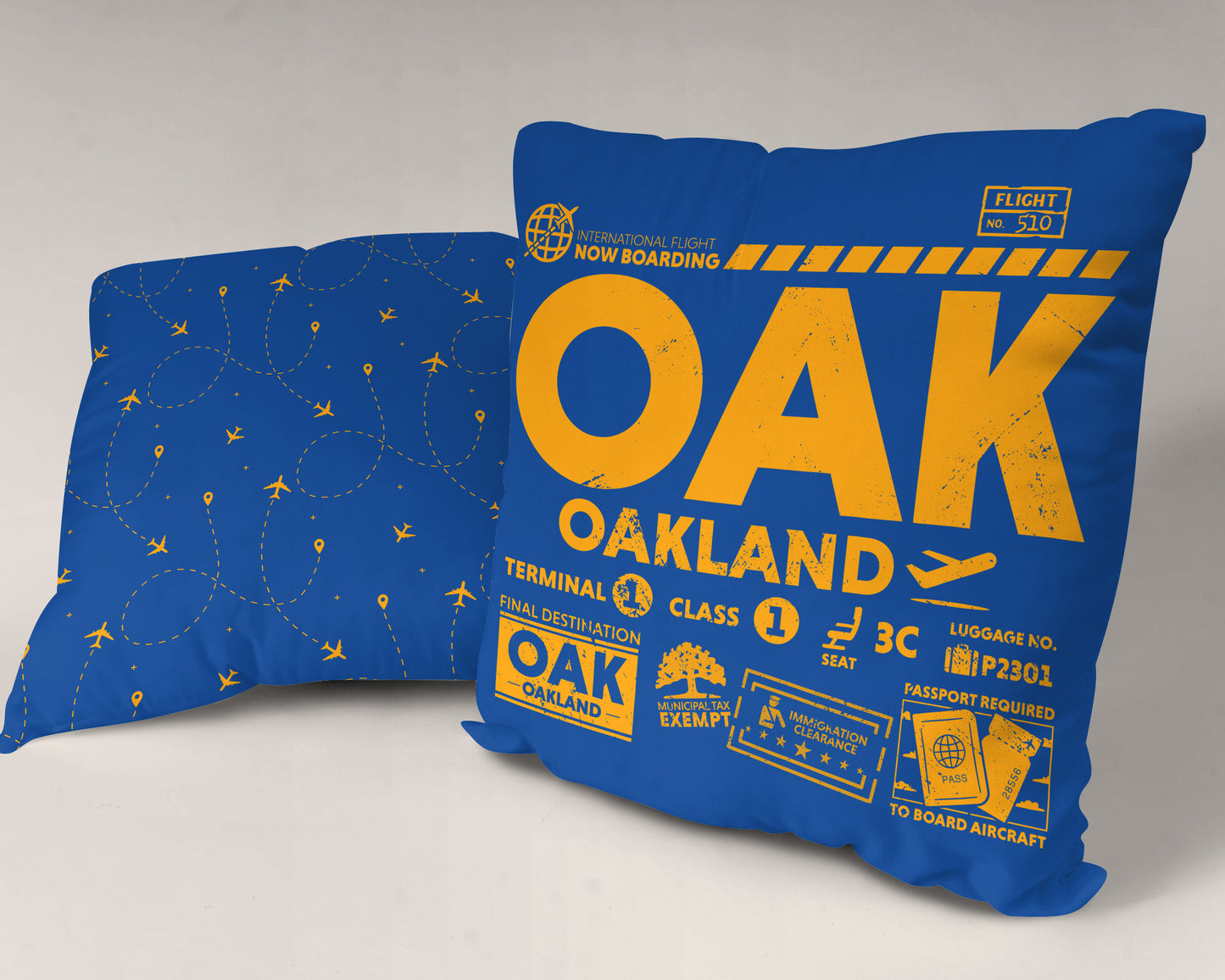 Oakland OAK Airport Code Premium Throw Pillow