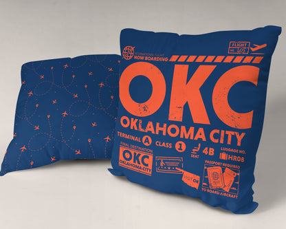 Oklahoma City OKC Airport Code Premium Throw Pillow