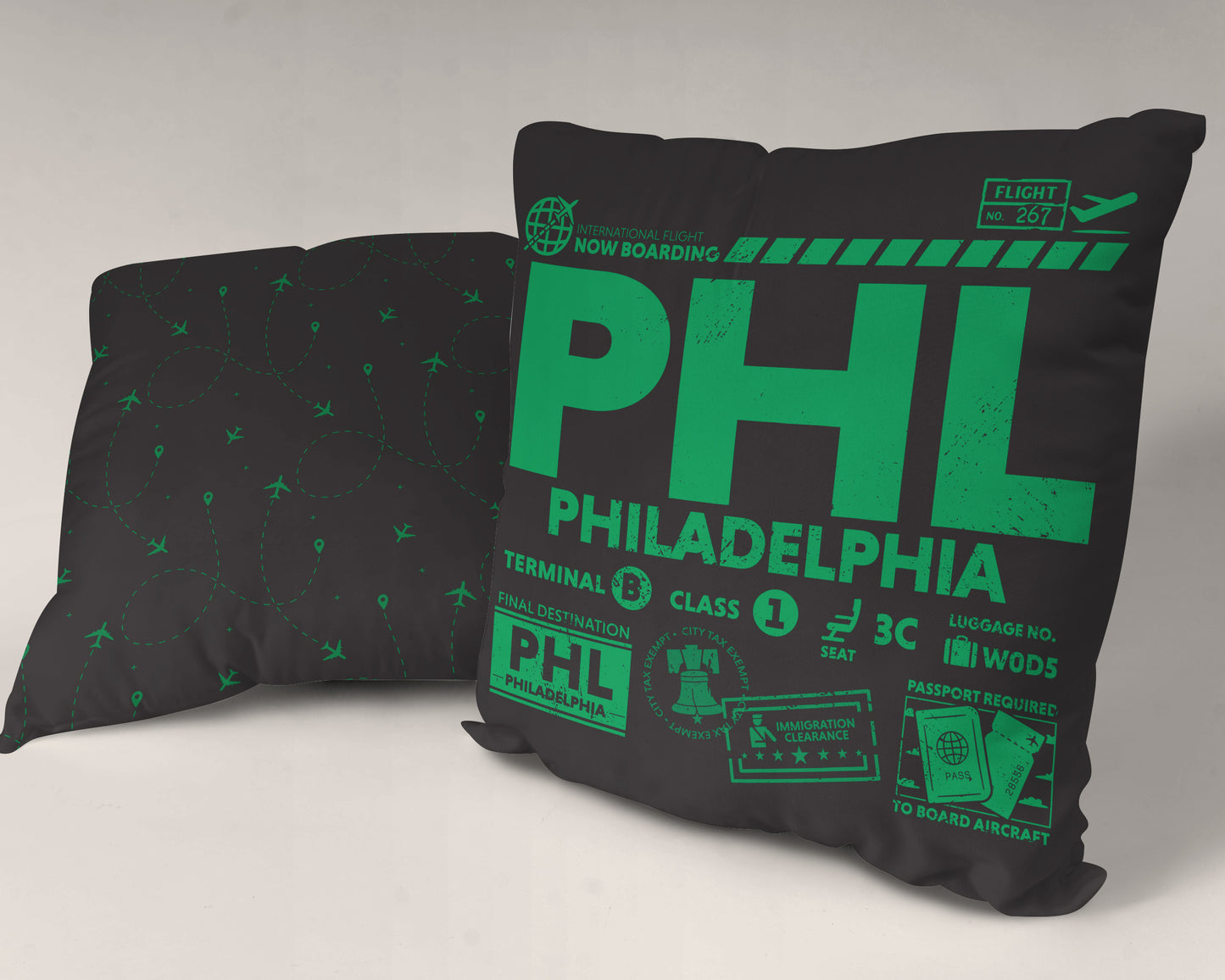 Philadelphia PHL Airport Code Premium Throw Pillow