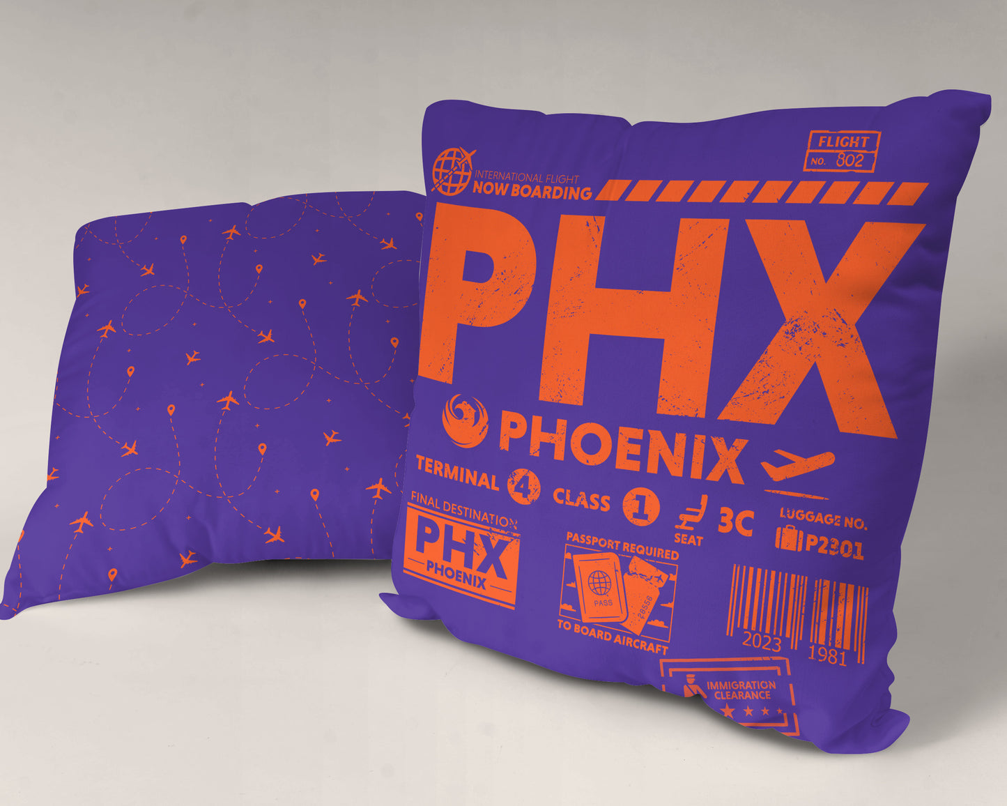 Phoenix PHX Airport Code Premium Throw Pillow