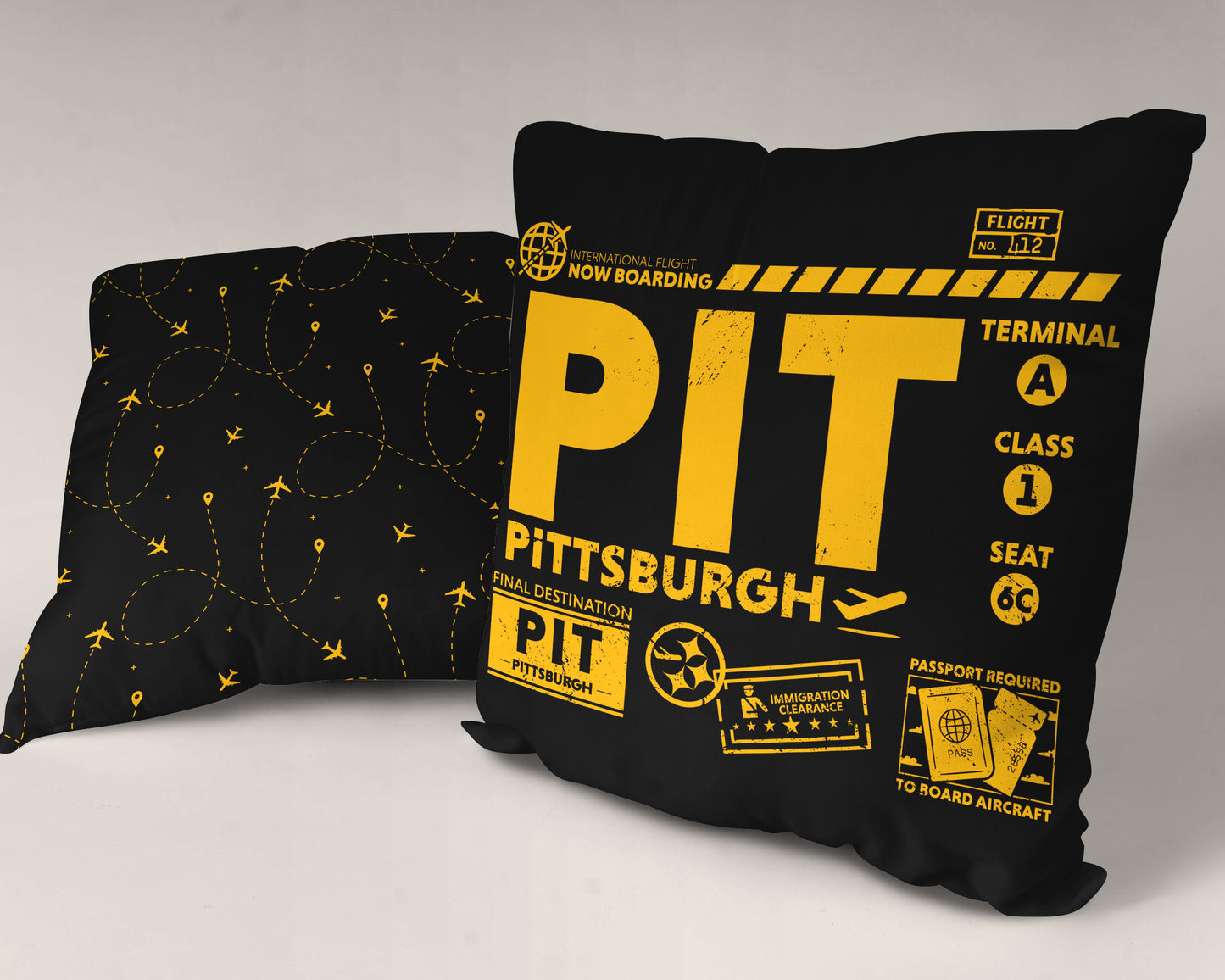 Pittsburgh PIT Airport Code Premium Throw Pillow