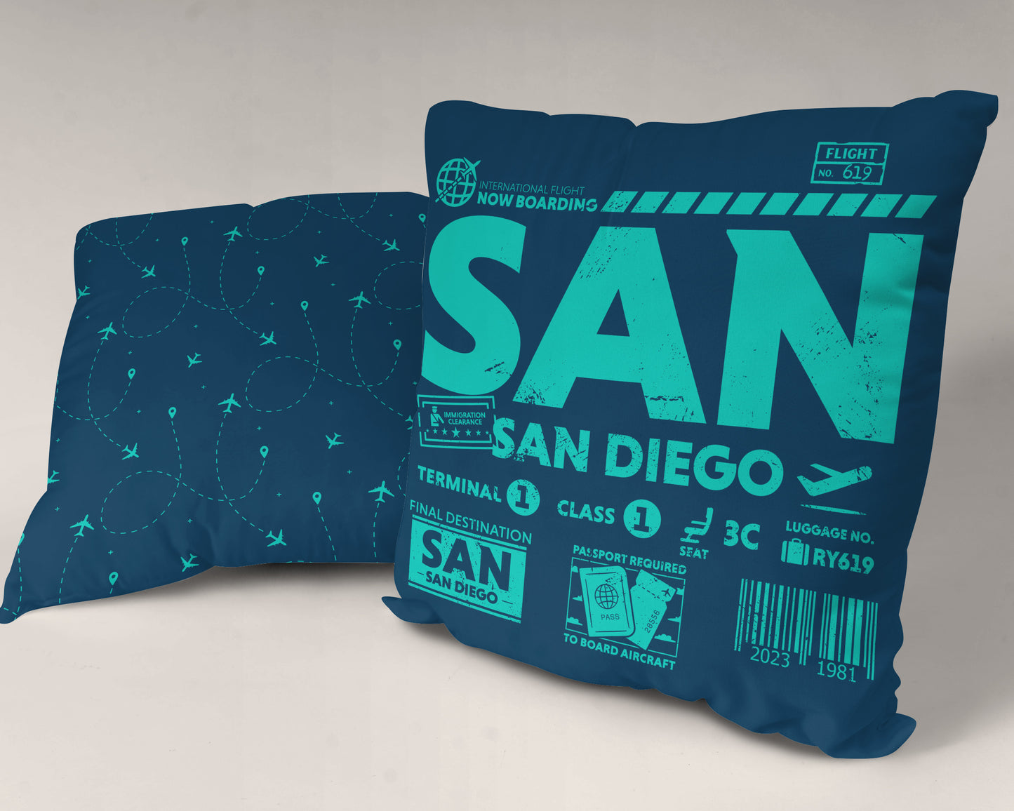 San Diego SAN Airport Code Premium Throw Pillow