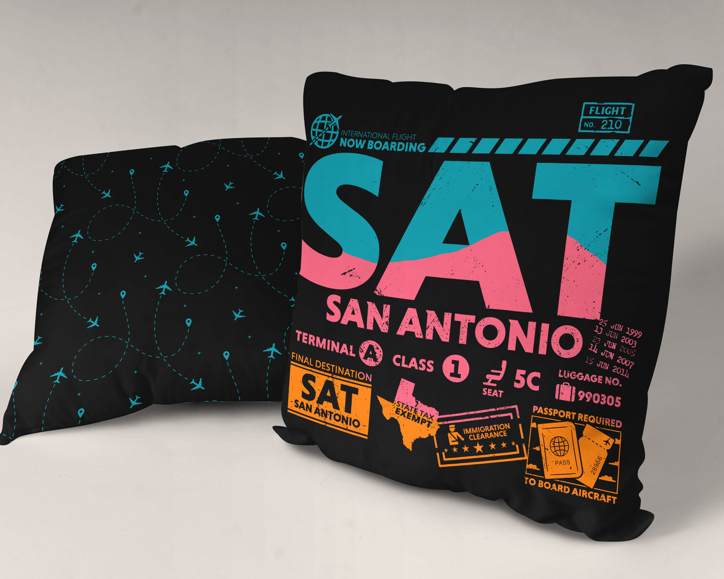 San Antonio SAT Airport Code Premium Throw Pillow