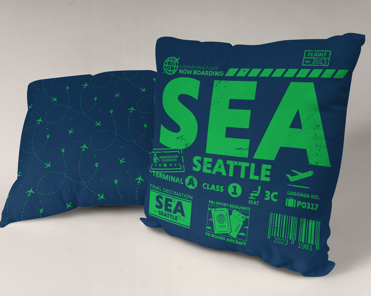 Seattle SEA Airport Code Premium Throw Pillow