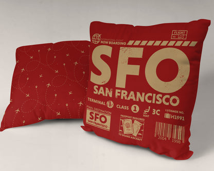 San Francisco SFO Airport Code Premium Throw Pillow