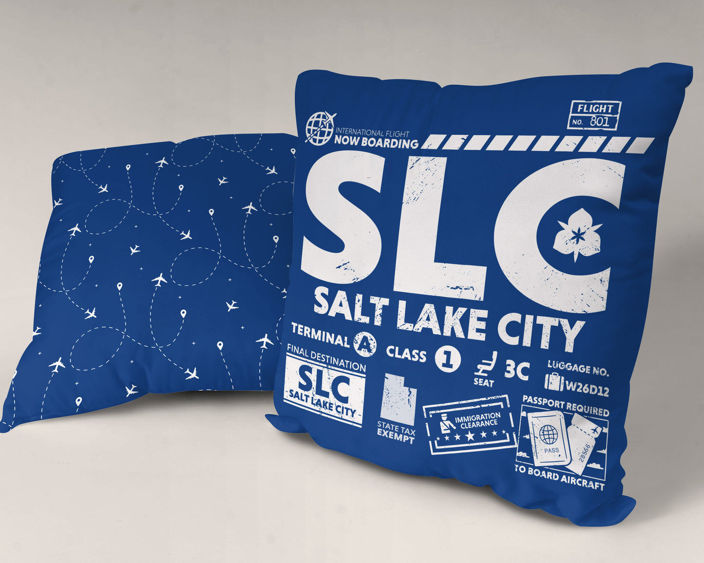 Salt Lake City SLC Airport Code Premium Throw Pillow