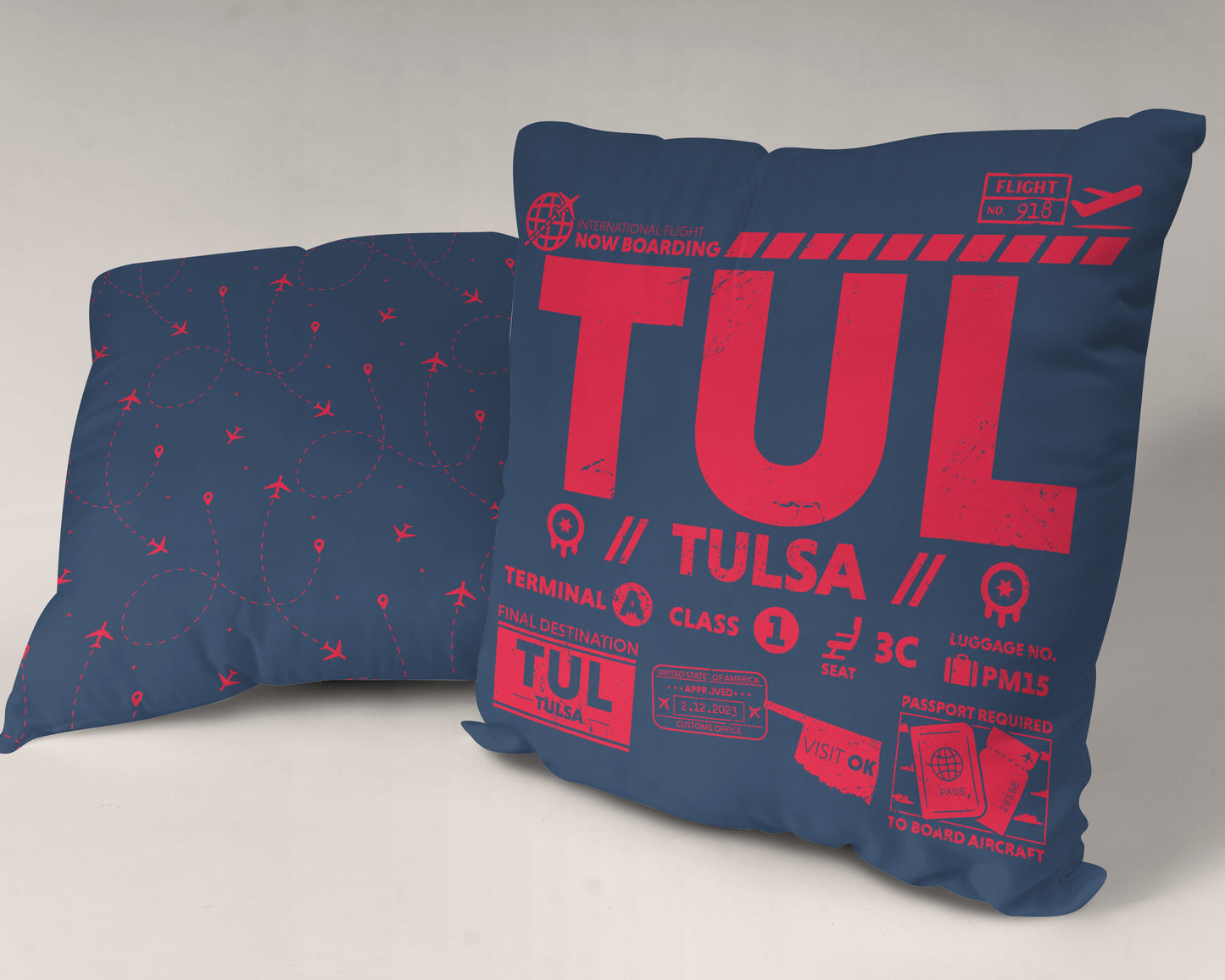 Tulsa TUL Airport Code Premium Throw Pillow